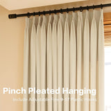 HUTO Beige Pinch Pleated Curtains 84 Inches Long Window Treatment for Bedroom...