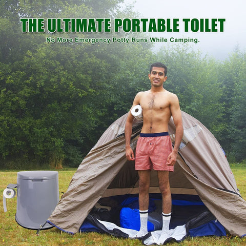 Portable Toilet, Adult and Child Toilet, 5.3 Gallon Mobile Toilet Bucket, Cam...