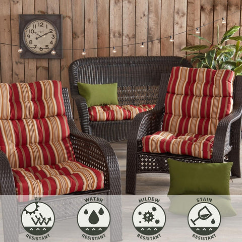 Greendale Home Fashions Outdoor 44 x 22-inch High Back Chair Cushion, Set of ...