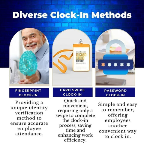 Fingerprint Time Clock Deduct Lunch Time, Calculate Overtime,Time Black