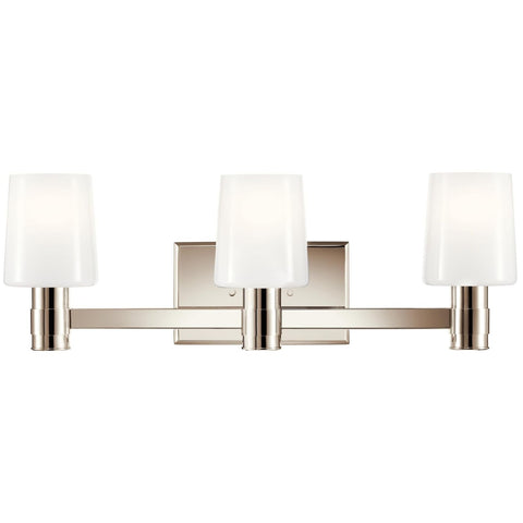 KICHLER Adani 3-Light Vanity, Modern Light with Opal Glass in Polished Nickel...