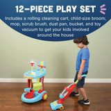 Constructive Playthings Little Helper 12-Piece Kids Cleaning Set with Toy Vac...