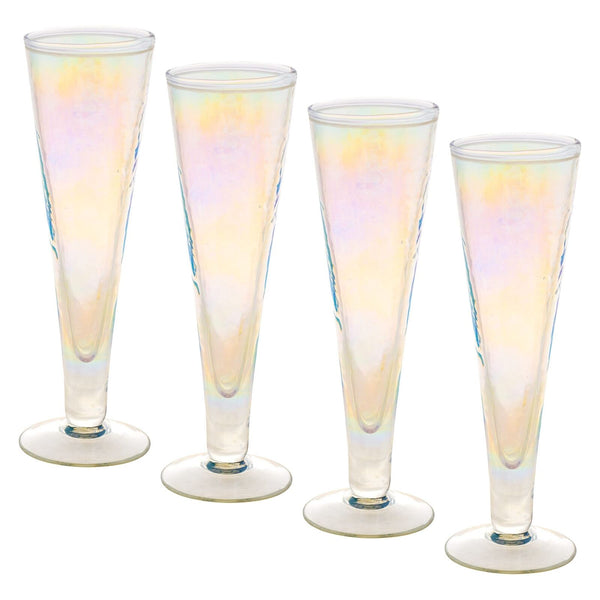 Karma Catalina Footed Champagne Flute Iridescent Set Of Four One Size