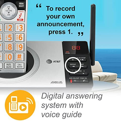 AT&T CL82507 DECT 6.0 5-Handset Cordless Phone for Home 5 Handset, Silver