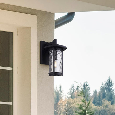 Canarm Leon Outdoor Down Light, Black Sand, Watermark Glass, Included B-LST45...