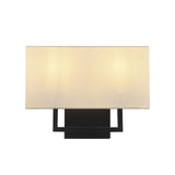 Globe Electric 65000081 2-Light Wall Sconce, Matte Black, White Linen Shade, ...