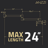 Anzzi Wall Mount Pot Filler Faucet, Double Joint Swing Arms, Single Hole, Sol...