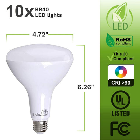 Bioluz BR40 LED Light Bulb 90 CRI Light Bulbs - Dimmable Flood Light (Uses 16...