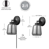 Globe Electric 65549 Salma 1-Light Plug-in or Hardwire Wall Sconce, Matte Bla...