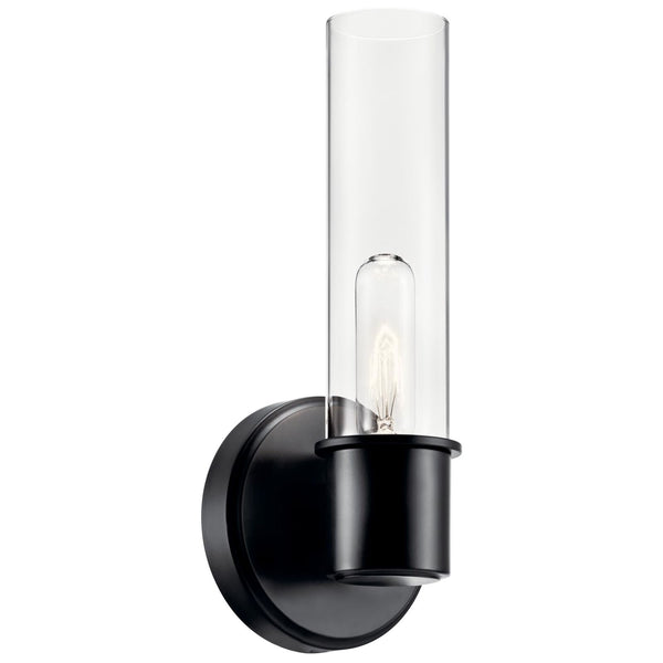 KICHLER Aviv 1-Light Wall Sconce, Modern Light with Clear Glass in Black, for...