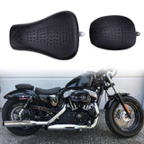 Black Crocodile Motorcycle Front Driver Solo Seat+Rear Passenger Pillion Pad ...