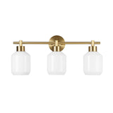 Globe Electric 52055 Cannes 3-Light, Gold Bathroom Vanity Light Fixtures, Mod...