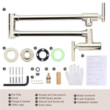 WOWOW Pot Filler Faucet Polished Nickel Commercial Wall Mount Stove Faucet, B...