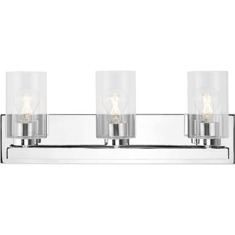 Goodwin Collection 21 in. 3-Light Polished Chrome Modern Vanity Light with Cl...