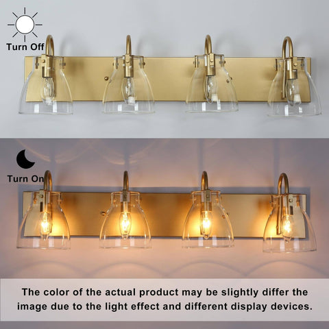 KSANA Gold Bathroom Light Fixtures, 4-Light Modern Vanity Lights for Bathroom...