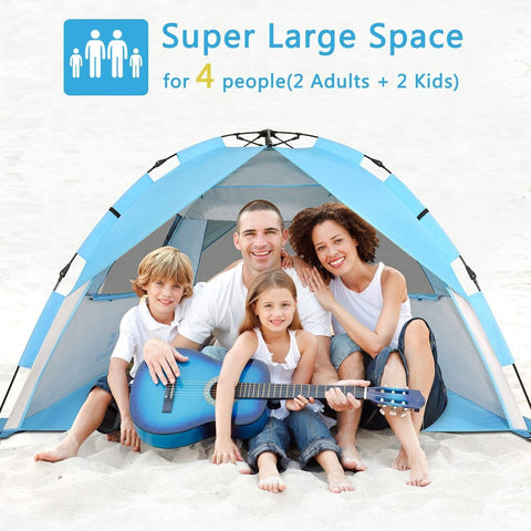 G4Free Deluxe XL Pop Up Beach Tent, 3-4 Persons Easy Setup Sun Shelter Canopy...