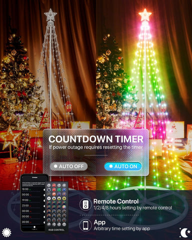 9Ft Lighted Christmas Tree Outdoor, Smart LED Christmas Cone Tree Light, DIY ...