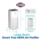 Clorox Smart Air Purifiers for Home, True Large Rooms, Work with Alexa, White