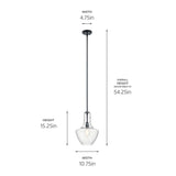 KICHLER 42141BK Everly Pendant, 1-Light 100 Watts, Black 10.5" Clear Glass