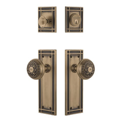 Nostalgic Warehouse Mission Entry Set with Egg & Dart Knob in Antique Brass-2...