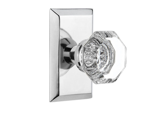 Nostalgic Warehouse Studio Plate Waldorf Crystal Door Knob Passage - 2.375"