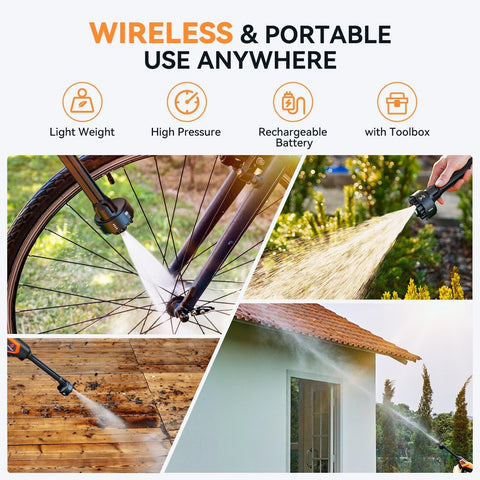 Cordless Pressure Washer, 1080 PSI 2.5 GPM Brushless Portable Pressure Washer...