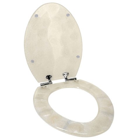 Home+Solutions Deluxe Resin Oyster Shell Decorative Elongated Toilet Seat - C...