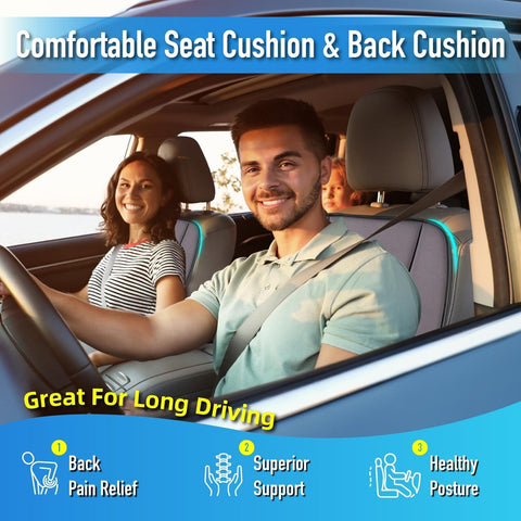 Car Seat Cushion with Back Support Pillow: Front Back Cushion & Seat Cushion ...