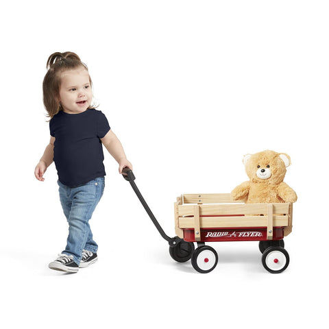 Radio Flyer My 1st Steel & Wood Toy Wagon with Teddy Bear, 19" Long Toy Wagon...