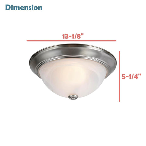 Aspen Creative 63014-1A, 2-Light Flush Mount in Brushed Nickel Finish with Wh...