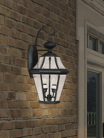 Livex Lighting 2261-04 Outdoor Wall Lantern with Clear Beveled Glass Shades, ...