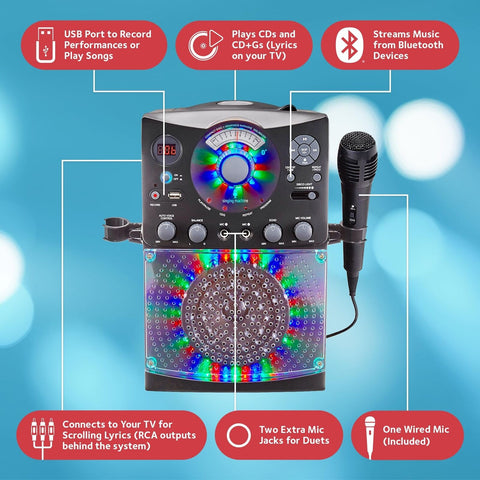 Singing Machine Karaoke Machine for Kids and Adults with Wired Microphone - B...