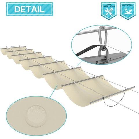COARBOR 3'x12' Retractable Wave Shade Cover Outdoor Waterproof Retractable Sh...