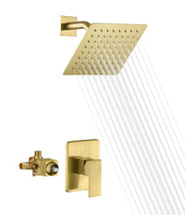 sumerain Pressure Balance Shower Faucet Brushed Gold Finish, 8" Square Rainfa...