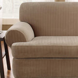 SureFit Stretch Pinstripe 2-Piece - Loveseat Slipcover - Taupe Two Piece