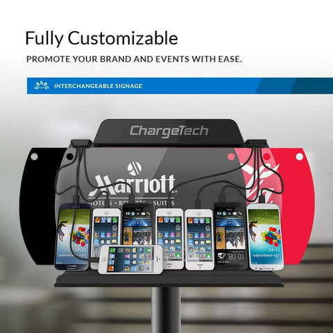 ChargeTech Wall Mounted Mobile Device Charging Station with 4 Apple Compatibl...