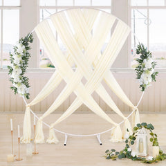 6 Panels Wedding Arch Fabric Drape Ivory 6 Yards Sheer Backdrop Curtain Chiff...