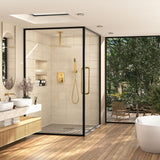 Ceiling Mount Shower Faucet Set, Gold Shower System with 10-Inch Rain Shower ...