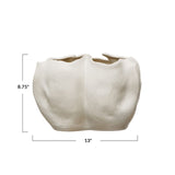 Bloomingville Decorative Organically Shaped Stoneware Planter, Matte Cream