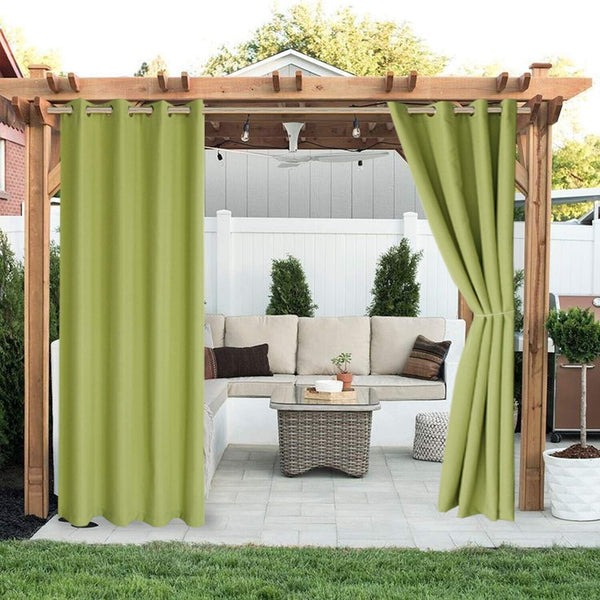 LORDTEX Linen Look Indoor/Outdoor Curtains, 52" W x 84" L, Kiwi Green, Set of...