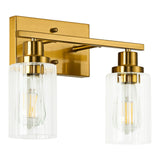 Jonsi Gold Bathroom Light Fixtures, 2 Light Brushed Gold Bathroom Vanity Ligh...