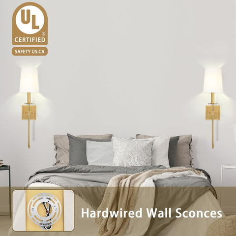 Untrammelife Gold Wall Sconces Set of Two, Farmhouse Sconces Wall Lighting wi...