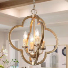 KSANA Gold Chandelier, 4-Light Pendant Lights Kitchen Island, 16-inch Modern ...