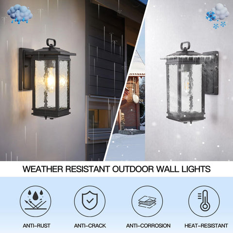 Large Outdoor Wall Lantern, Water Glass Exterior Wall Sconce Light Fixture, M...