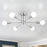 Semi Flush Mount Ceiling Light Fixture 6 Light Brushed Nickel Sputnik Chandel...