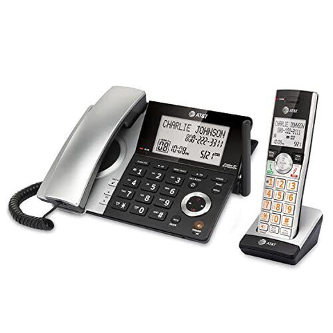 AT&T CL84107 DECT 6.0 Expandable Corded/Cordless Phone with 1 Handset, Black