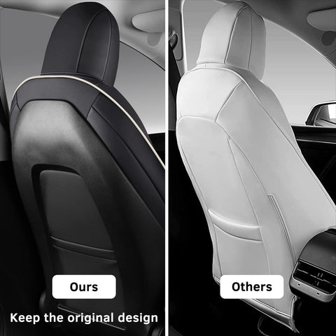 FREESOO 2pc Seat Covers for Tesla Model Y Front Only, Faux Leather Seat Prote...