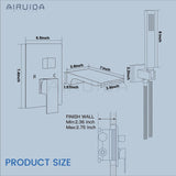 Airuida Wall Mount Tub Faucet with Waterfall Tub Spout Wall Mounted Bathtub F...