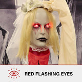 Haunted Hill Farm Zombie Bride with Pop-Up Head and Light-Up Eyes, Halloween ...