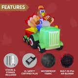 Joiedomi 8 FT Inflatable Turkey Driving Car Decoration with Built-in LEDs, Bl...